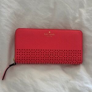 Kate Spade Coral Red Wallet with Cutout Design
